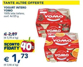 Esselunga YOGURT INTERO YOMO 100% latte italiano, conf. 4x125 g offerta