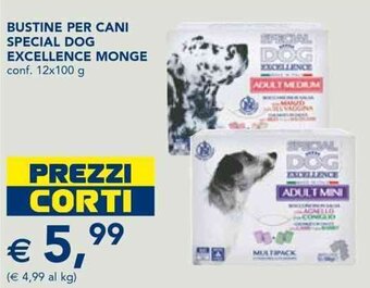 Esselunga BUSTINE PER CANI SPECIAL DOG EXCELLENCE MONGE conf. 12x100 g offerta