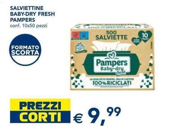Esselunga SALVIETTINE BABY-DRY FRESH PAMPERS conf. 10x50 pezzi offerta