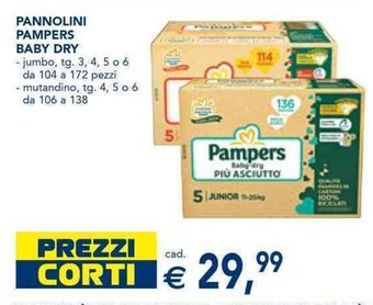 Esselunga PANNOLINI PAMPERS BABY DRY offerta