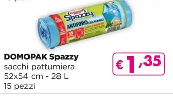 Acqua & Sapone DOMOPAK Spazzy sacchi pattumiera 52x54 cm - 28 L 15 pezzi offerta