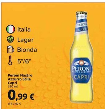 Carrefour Peroni Nastro Azzurro Stile Capri 330 ml offerta