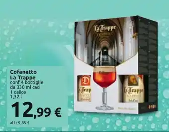 Carrefour Cofanetto La Trappe conf 4 bottiglie da 330 ml cad 1 calice 1,32 l offerta