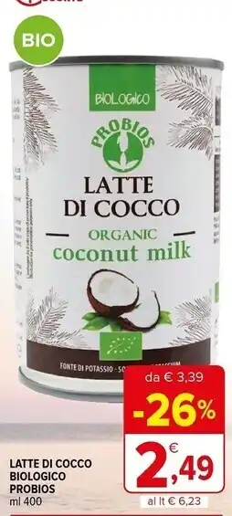 Iperal Probios latte di cocco biologico offerta