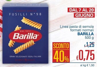 Unes Barilla linea pasta di semola offerta