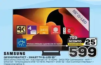 Euronics Samsung qe55q70batxzt smart tv q-led 55 offerta