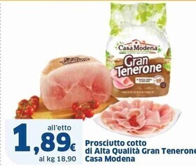 Casa modena prosciutto cotto di alta qualità gran tenerone