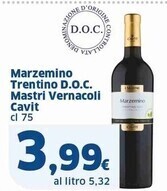 Sigma Cavit marzemino trentino d.o.c. mastri vernacoli offerta