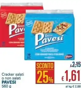 Unes Pavesi cracker salati o non salati offerta