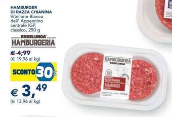 Esselunga HAMBURGER DI RAZZA CHIANINA 250 g offerta
