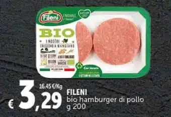 Deco Supermercati FILENI bio hamburger di pollo offerta