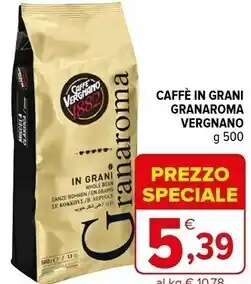 Iperal Vergnano caffe in grani granaroma offerta