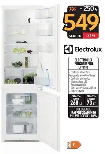 Sinergy Electrolux frigorifero lnt218s offerta