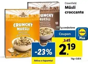 Lidl Crownfield musli croccante offerta