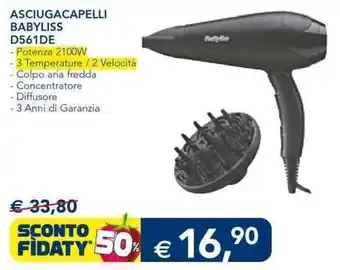 Esselunga ASCIUGACAPELLI BABYLISS D561DE offerta