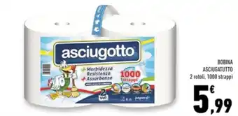 Conad Superstore BOBINA ASCIUGATUTTO 2 rotoli, 1000 strappi offerta