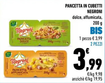 Conad PANCETTA IN CUBETTI NEGRONI dolce, affumicata, 200 g offerta