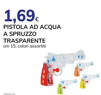 Basko PISTOLA AD ACQUA A SPRUZZO TRASPARENTE cm 15, colori assortiti offerta