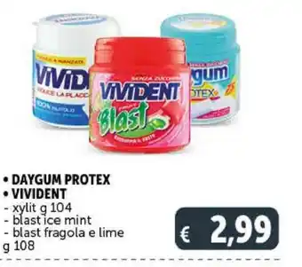 Deco Supermercati DAYGUM PROTEX VIVIDENT - xylit g 104 -blastice mint- blast fragola e lime g108 offerta