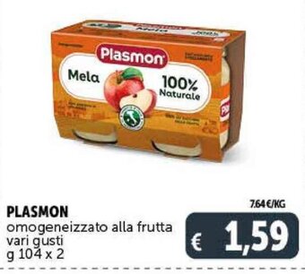 Deco Supermercati PLASMON omogeneizzato alla frutta vari gusti g 104 x 2 offerta