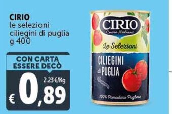 Deco Supermercati CIRIO le selezioni ciliegini di puglia g 400 offerta