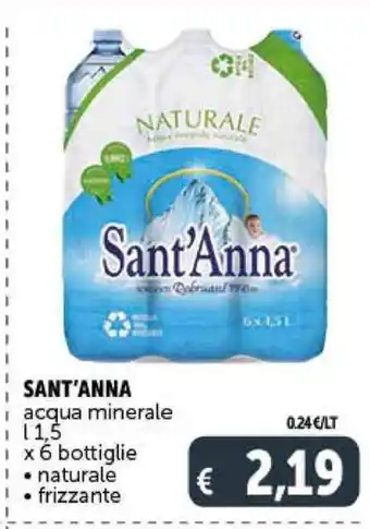 Deco Supermercati SANT'ANNA acqua minerale l1,5 1 x 6 bottiglie •naturale • frizzante offerta