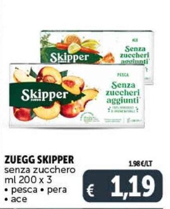 Deco Supermercati ZUEGG SKIPPER senza zucchero ml 200 x 3 • pesca • pera • ace offerta