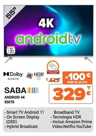 Expert SABA ANDROID 4K 55K78 offerta
