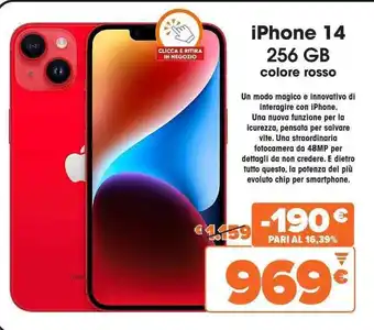 Expert iPhone 14 256 GB colore rosso offerta
