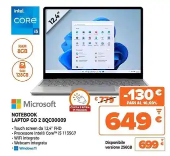Expert Microsoft NOTEBOOK LAPTOP GO 2 8QC00009 offerta