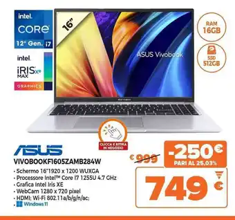 Expert ASUS VIVOBOOKF1605ZAMB284W offerta