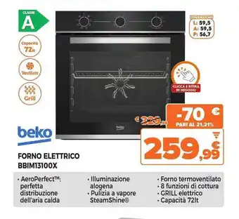 Expert beko FORNO ELETTRICO BBIM13100X offerta