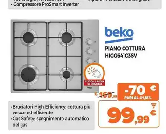 Expert beko PIANO COTTURA HIGG641C3SV offerta