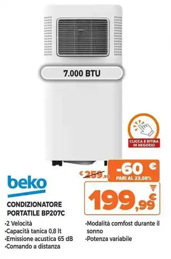 Expert beko CONDIZIONATORE PORTATILE BP207C offerta