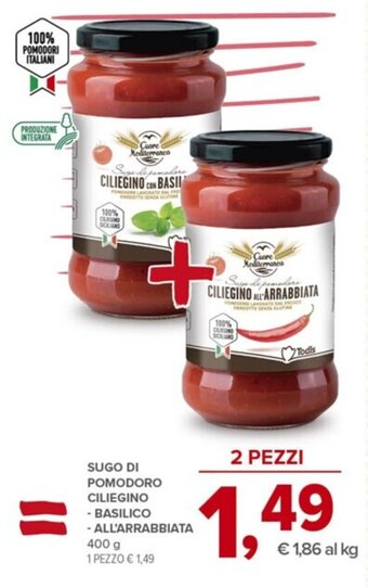 Todis SUGO DI POMODORO CILIEGINO - BASILICO - ALL'ARRABBIATA 400 g offerta