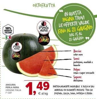 Todis ANGURIA PERLA NERA ORIGINE ITALIA I^CAT offerta