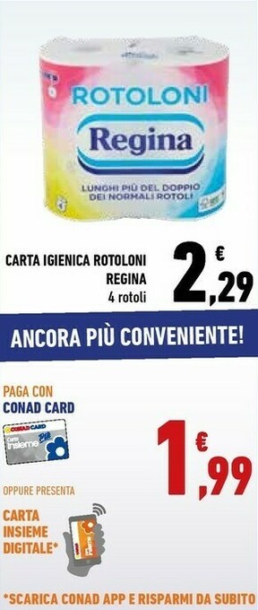 Conad Regina Carta Igienica Rotoloni offerta