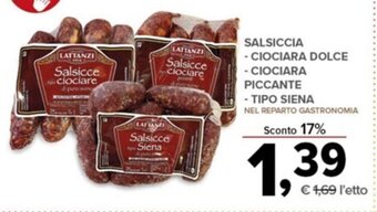 Todis SALSICCIA - CIOCIARA DOLCE - CIOCIARA PICCANTE - TIPO SIENA offerta