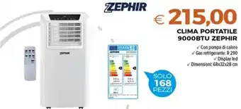 Todis ZEPHIR CLIMA PORTATILE 9000BTU ZEPHIR offerta