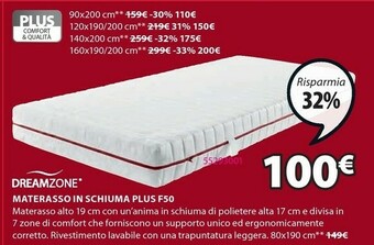 JYSK Materasso In Schiuma Plus F50 offerta