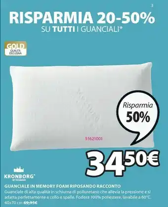 JYSK Guanciale In Memoy Foam Riposando Racconto offerta