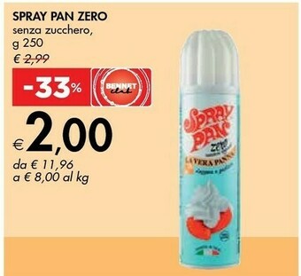 Bennet Spray Pan Zero Senza Zucchero 250 G offerta
