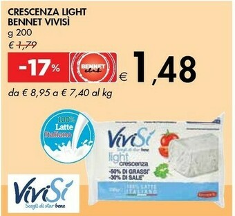 Bennet Vivisi Crescenza Light 200 G offerta