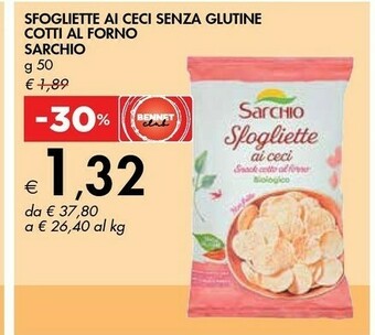 Bennet Sarchio Sfogliete Ai Ceci Senza Glutine Cotti Al Forno 50 G offerta