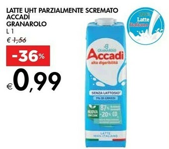 Bennet Granarolo Latte Accadì Parzialmente Scremato 1000 G(ml) offerta