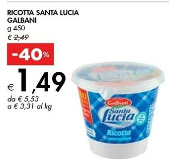 Bennet Galbani Ricotta Santa Lucia 450 G(ml) offerta