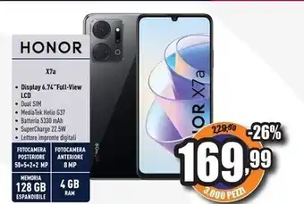 Unieuro Honor x7a 17,1 cm (6.74) doppia sim android 12 4g usb tipo-c 4 gb 128 gb 5330 mah nero offerta
