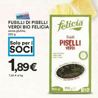 Coop Felicia Fusilli 100% Piselli Verdi Bio 250 G(ml) offerta