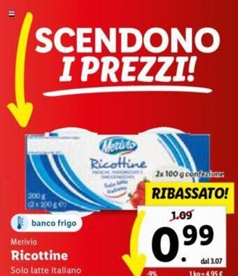Lidl Merivio Ricottine 2 x 100 confezione offerta