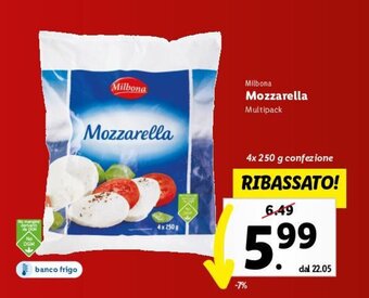Lidl Milbona Mozzarella Multipack 4x 250 g offerta